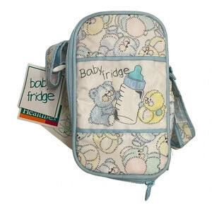Health-Tex Vintage Baby Fridge Vinyl Insulated Bottle Bag Pastels Blue Animals